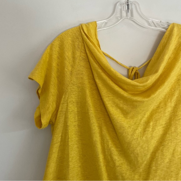 Anthropologie Maeve Horizon 100% Linen Yellow Twist Open Back Top Shirt XL - Picture 4 of 11